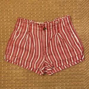 American Eagle Outfitters Red Striped Linen Shorts